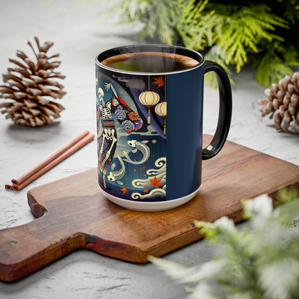 Skeleton Kabuki Performer Colorful Mugs (11oz, 15oz)
