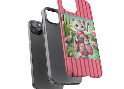 Geisha Kitten Strolls Among the Spoonbills Phone Cases