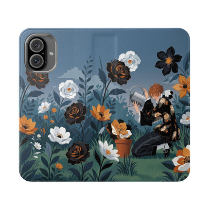 🌹💧 The Midnight Garden Keeper Flip Case – Art Deco Floral Fantasy