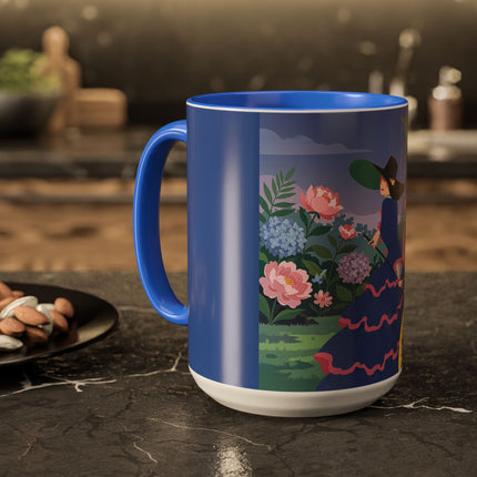 The Lady Of The Garden Stroll Colorful Mugs – Art Deco Botanical Elegance