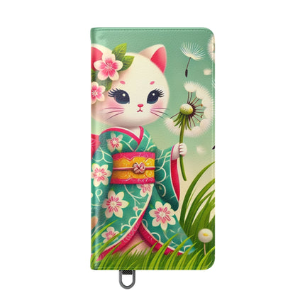 🌾🌼 Geisha Kitten and the Dandelion Wish Flip Case – Gentle Wishes & Quiet Wonder