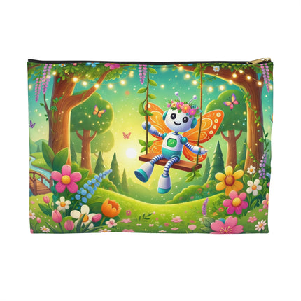 Robot Fairy Accessory Pouch – Whimsical Wonder & Blossom Magic
