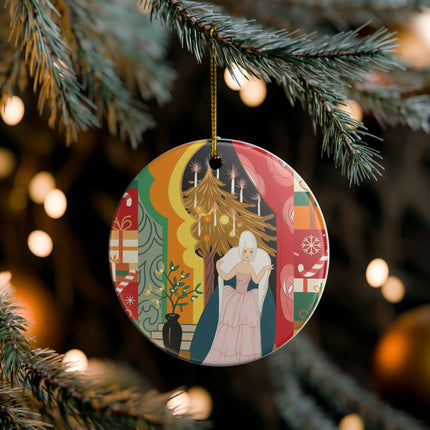 ❤️ The Lady Of The Candlelit Christmas Alcove Ceramic Ornament – Art Deco Holiday Elegance