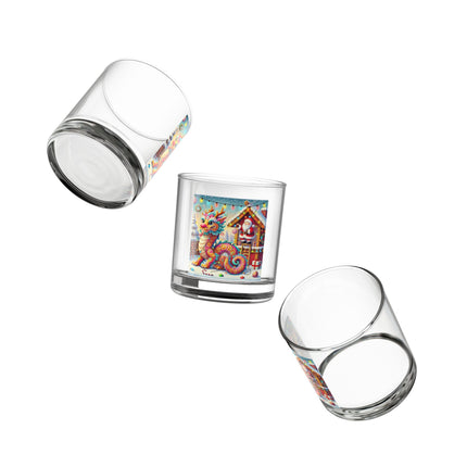 Playful Dragon's Christmas Rocks Glass, 10oz