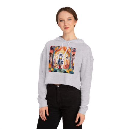 Cat in Boots in the Enchanted Forest Cropped Hooded Sweatshirt