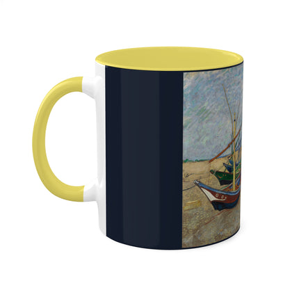 Fishing Boats on the Beach at Saintes-Maries by Vincent Van Gogh Colorful Mugs, 11oz
