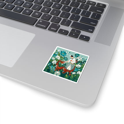 🐉🌿 The Dragon Keeper Kiss-Cut Stickers – Art Deco Floral Fantasy
