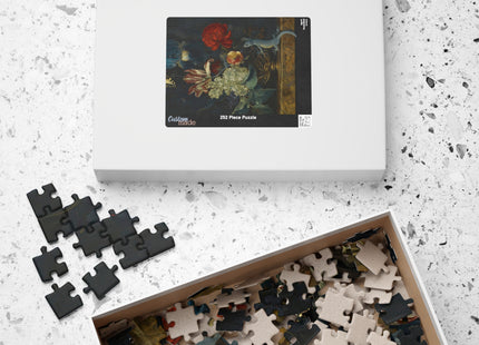 Dutch Baroque Still Life Puzzle — Tulips, Butterfly & Lizard (110–1014 pcs)