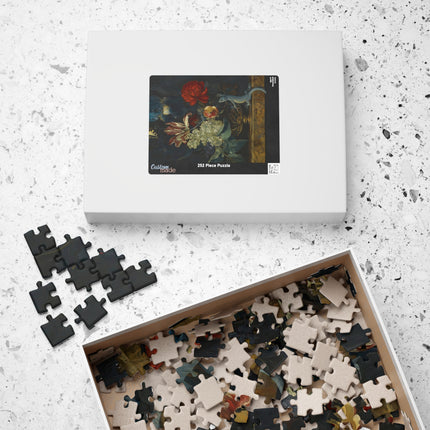 Dutch Baroque Still Life Puzzle — Tulips, Butterfly & Lizard (110–1014 pcs)