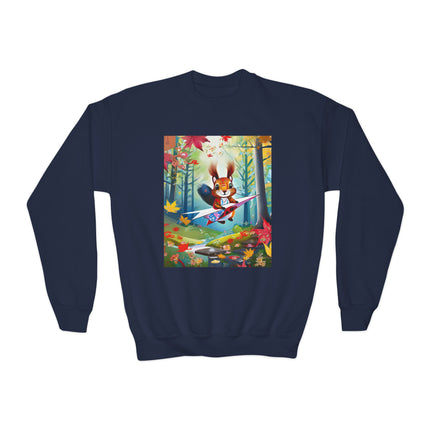 Acorn Aviator Youth Crewneck Sweatshirt – Woodland Flight & Playful Imagination