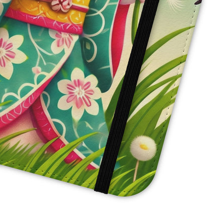 🌾🌼 Geisha Kitten and the Dandelion Wish Flip Case – Gentle Wishes & Quiet Wonder