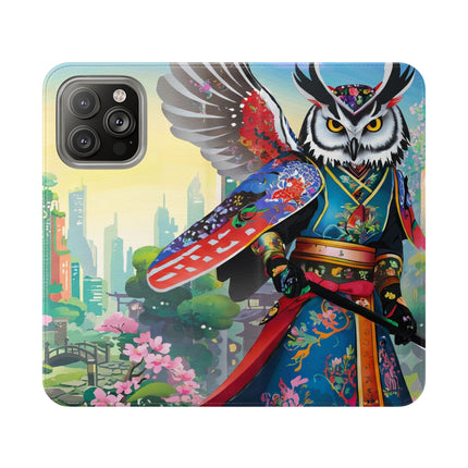 🦉⚔️ Cyberpunk Samurai Owl Flip Case – Neon Wisdom & Warrior Honor