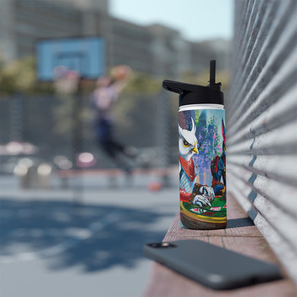 Cyberpunk Owl & Raven Stainless Steel Water Bottle