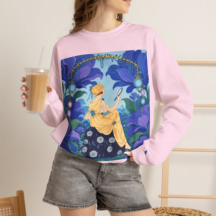🪞🌺 The Enchanted Garden Mirror Crewneck Sweatshirt – Art Deco Fashion Whimsy