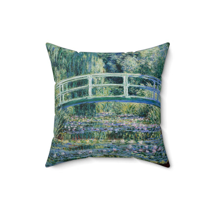 Water Lilies and Japanese Bridge by Claude Monet Spun Polyester Square Pillow