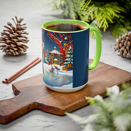 ⛸️🎄 The Christmas Skating Pavilion Colorful Mug – Art Deco Holiday Fantasy