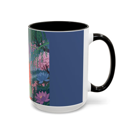 The Lady Of The Cherry Blossoms Colorful Mugs – Art Deco Spring Elegance