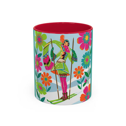 🎿🌸 The Winter Flower Adventurer Colorful Mug – Colorful Ski Fantasy