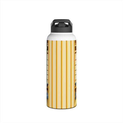 Playful Kitten in the Tea Room Stainless Steel Water Bottle, Standard Lid