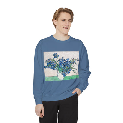 Irises by Vincent Van Gogh Unisex Garment-Dyed Sweatshirt