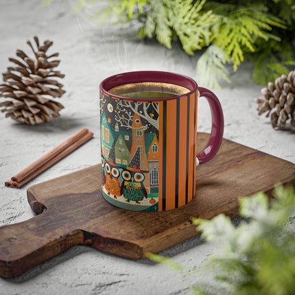 Night of the Trick-or-Treating Owlets Colorful Mugs, 11oz