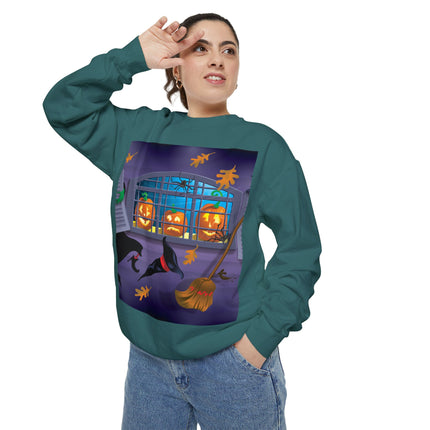 Whimsical Halloween Mischief Unisex Garment-Dyed Sweatshirt
