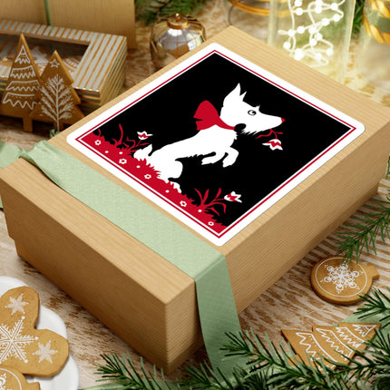 The Enchanting White Terrier with a Red Bow Kiss-Cut Stickers (4 Sizes)