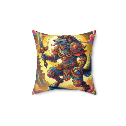 Mountain Wolf Spun Polyester Square Pillow