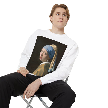 Girl with a Pearl Earring by Johannes Vermeer Unisex Garment-Dyed Sweatshirt
