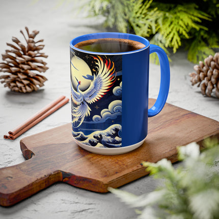 Majestic White Crane Colorful Mugs (11oz, 15oz)