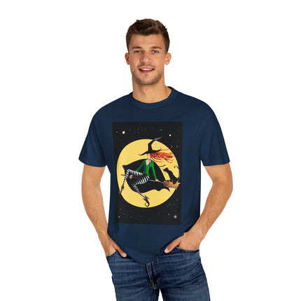 A Witch’s Moonlit Flight Unisex Garment-Dyed T-shirt