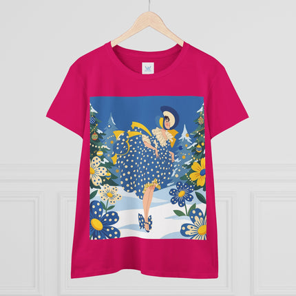 ❄️💙 The Bluebell Christmas Promenade Cotton Tee – Art Deco Holiday Elegance