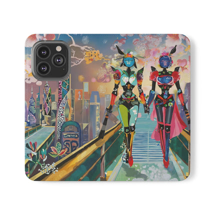 🤖🌆 Cyber Punk Robot Models Flip Case – Futuristic Fashion & Neon Elegance