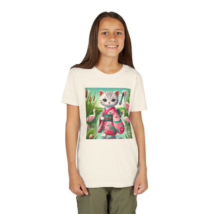 Geisha Kitten Strolls Among the Spoonbills Youth Short Sleeve Tee