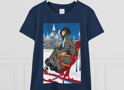 Elegant Winter Woman in Sleigh Women's Midweight Cotton Tee