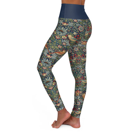 Strawberry Thief by William Morris High Waisted Yoga Leggings (AOP)
