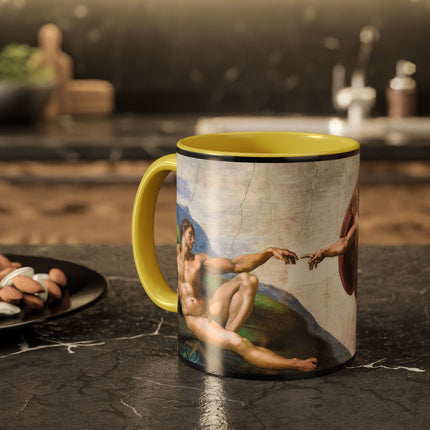 The Creation of Adam by Michelangelo Buonarroti Colorful Mugs (11oz, 15oz)