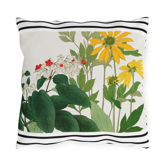 Clerodendrum & Rudbeckia Flower by Tanigami Kônan Outdoor Pillows