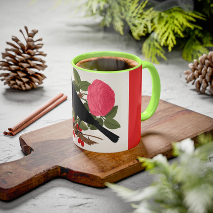 Blackbird & Rose Colorful Mugs – Timeless Elegance & Nature's Harmony