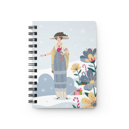 🌹❄️ The Lady Of The Winter Rose Walk Spiral Notebook – Art Deco Holiday Fantasy