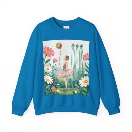 🌼🎈 The Garden Balloon Dancer Crewneck Sweatshirt – Art Deco Floral Whimsy