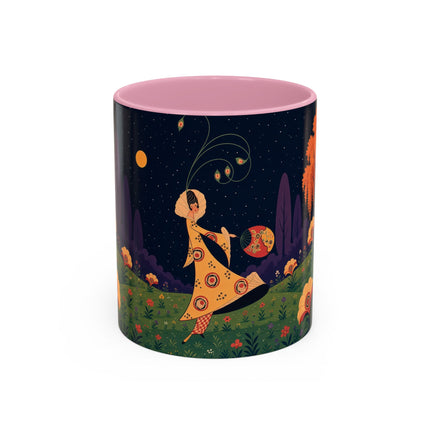 🌙🌼 The Moonlit Floral Dancer Colorful Mug – Art Deco Garden Fantasy