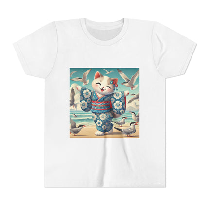 Geisha Kitten by the Seaside Youth Short Sleeve Tee