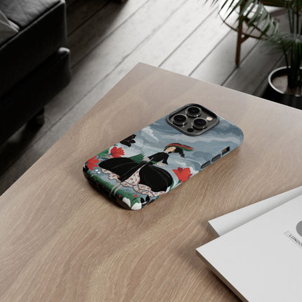 🌧️🌺 The Stormy Flower Walk Phone Case – Art Deco Floral Fashion