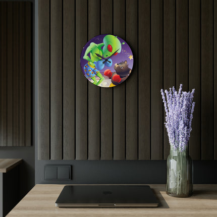 Cosmic Clash Acrylic Wall Clock, Round and Square