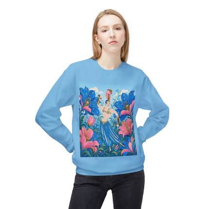 🌟🌸 The Starry Blossom Garden Dancer Midweight Crewneck Sweatshirt – Art Deco Floral Fantasy