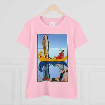 Le long du Missouri (Indian couple in a canoe on the Missouri River) by George Barbier Women's Midweight Cotton Tee