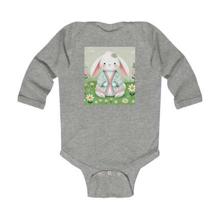 Spring Serenity Baby Long Sleeve Bodysuit – Bunny Meadow Kimono Design