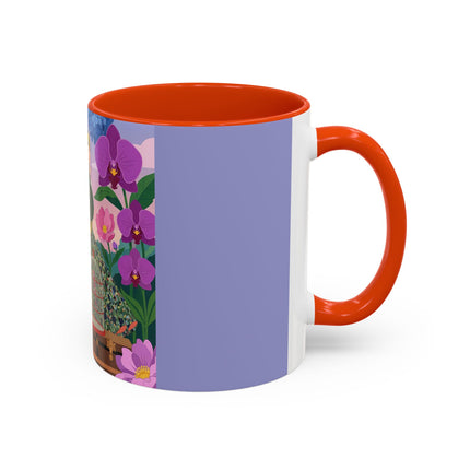 The Lady And The Crimson Birdcage Colorful Mugs – Art Deco Tropical Garden Elegance