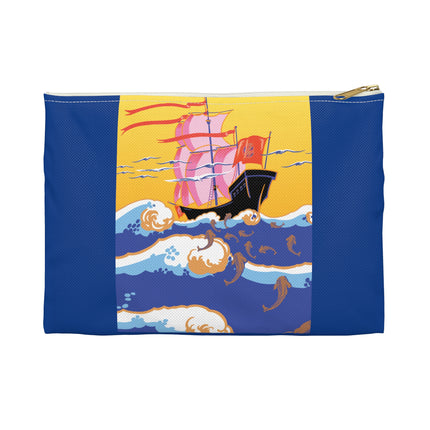 Golden Seas and Whimsical Dreams Accessory Pouch – Art Deco Nautical Design